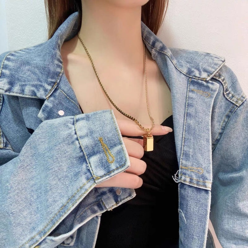 14K Gold “POWER” Pendant Necklace-Strong & Refined