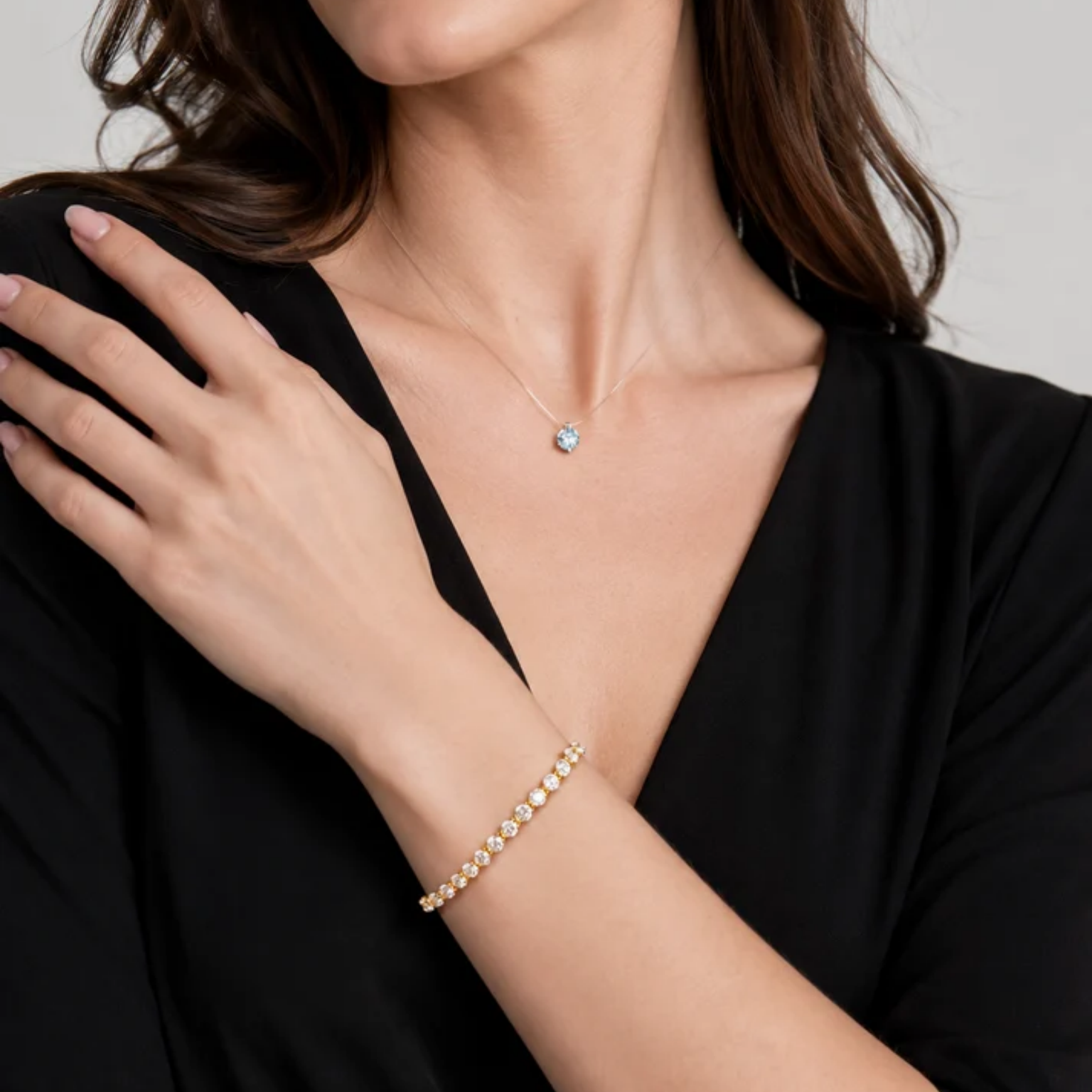 Floating Round-Cut Tennis Bracelet
