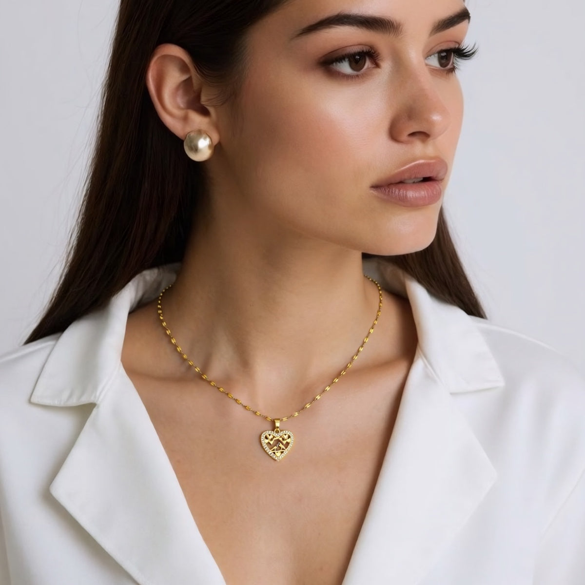 14K Gold Dazzling Heart Necklace
