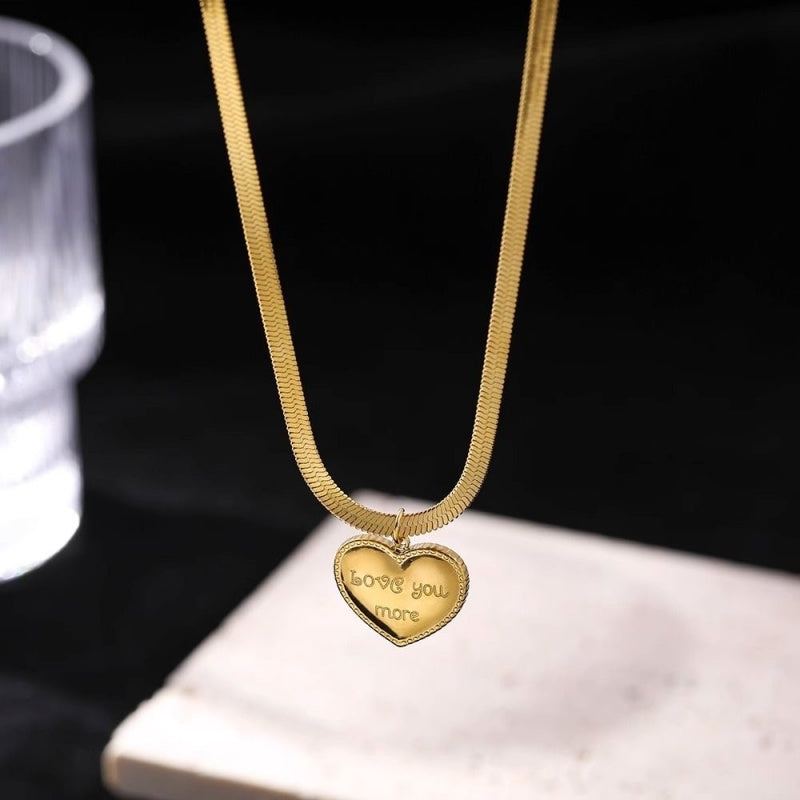 14K Gold 'Love You More' Heart Necklace