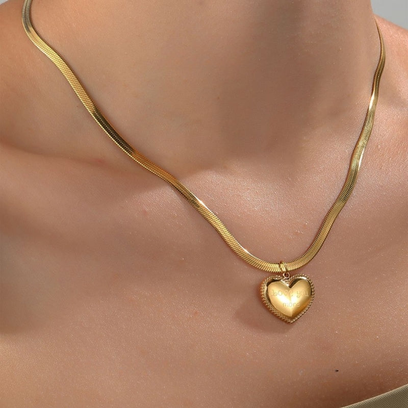 14K Gold 'Love You More' Heart Necklace