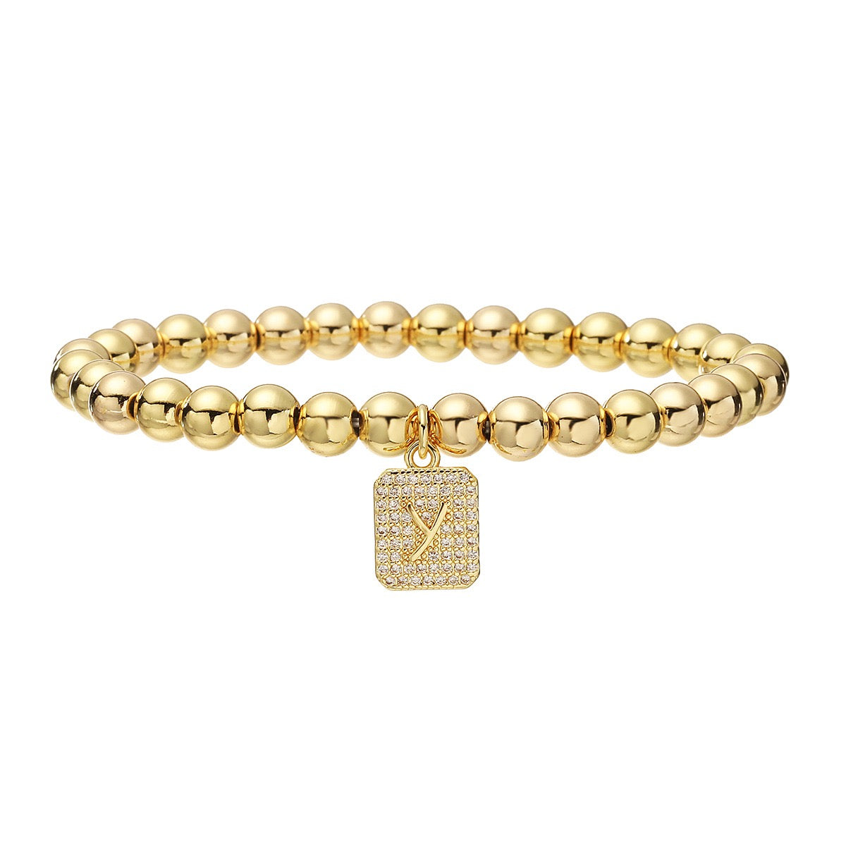 14k gold classic initial bracelet (6mm)