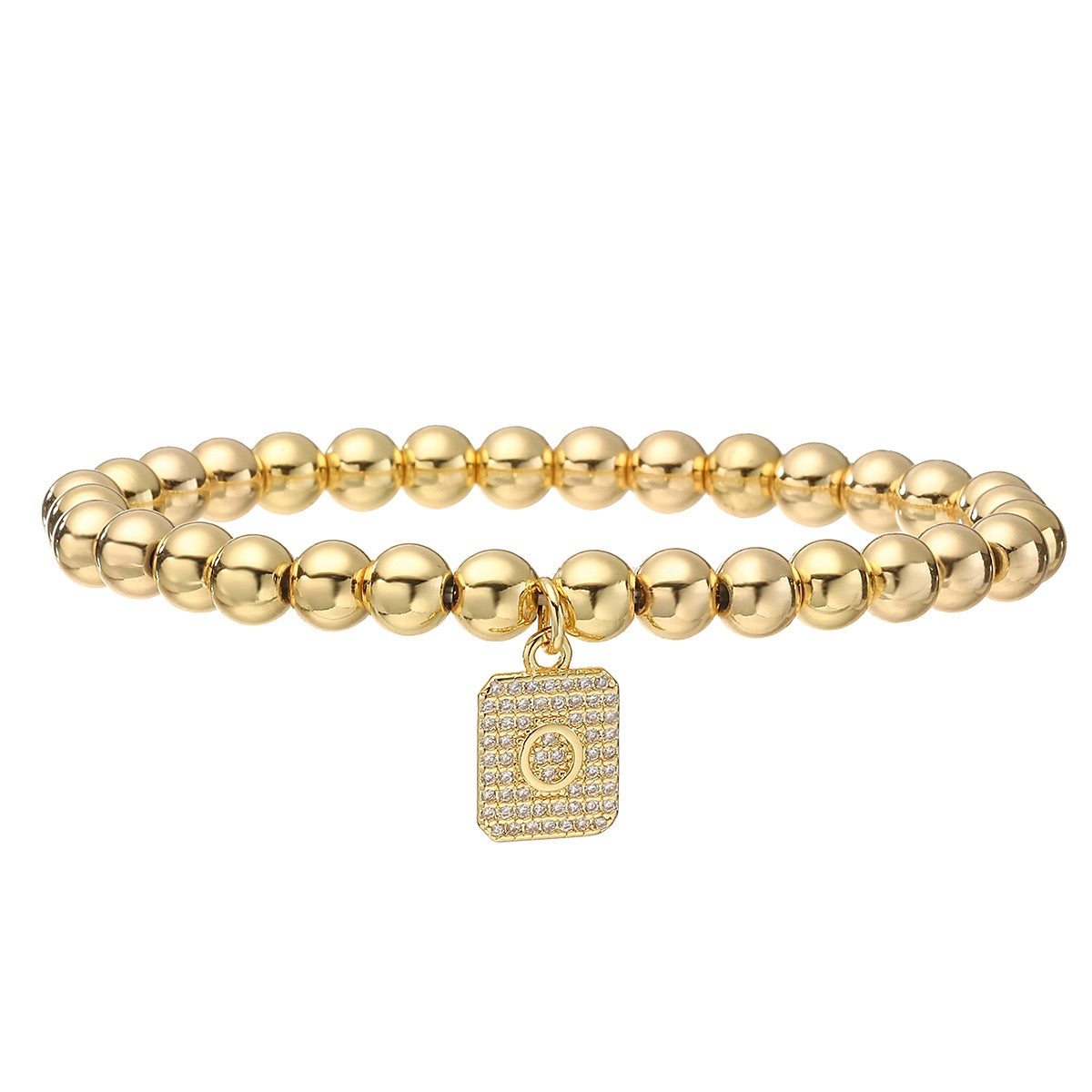 14k gold classic initial bracelet (6mm)