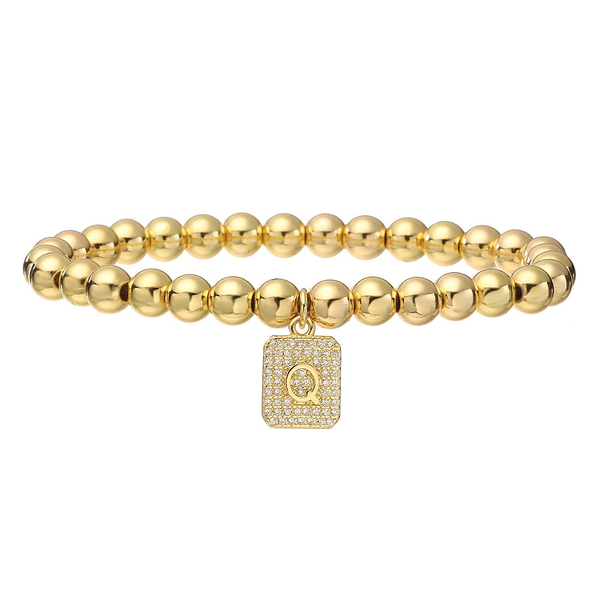 14k gold classic initial bracelet (6mm)