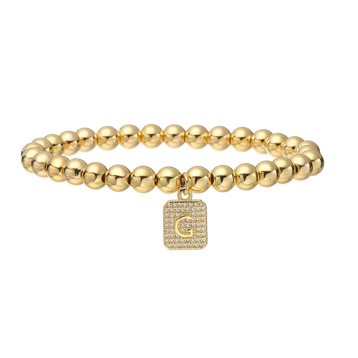 14k gold classic initial bracelet (6mm)