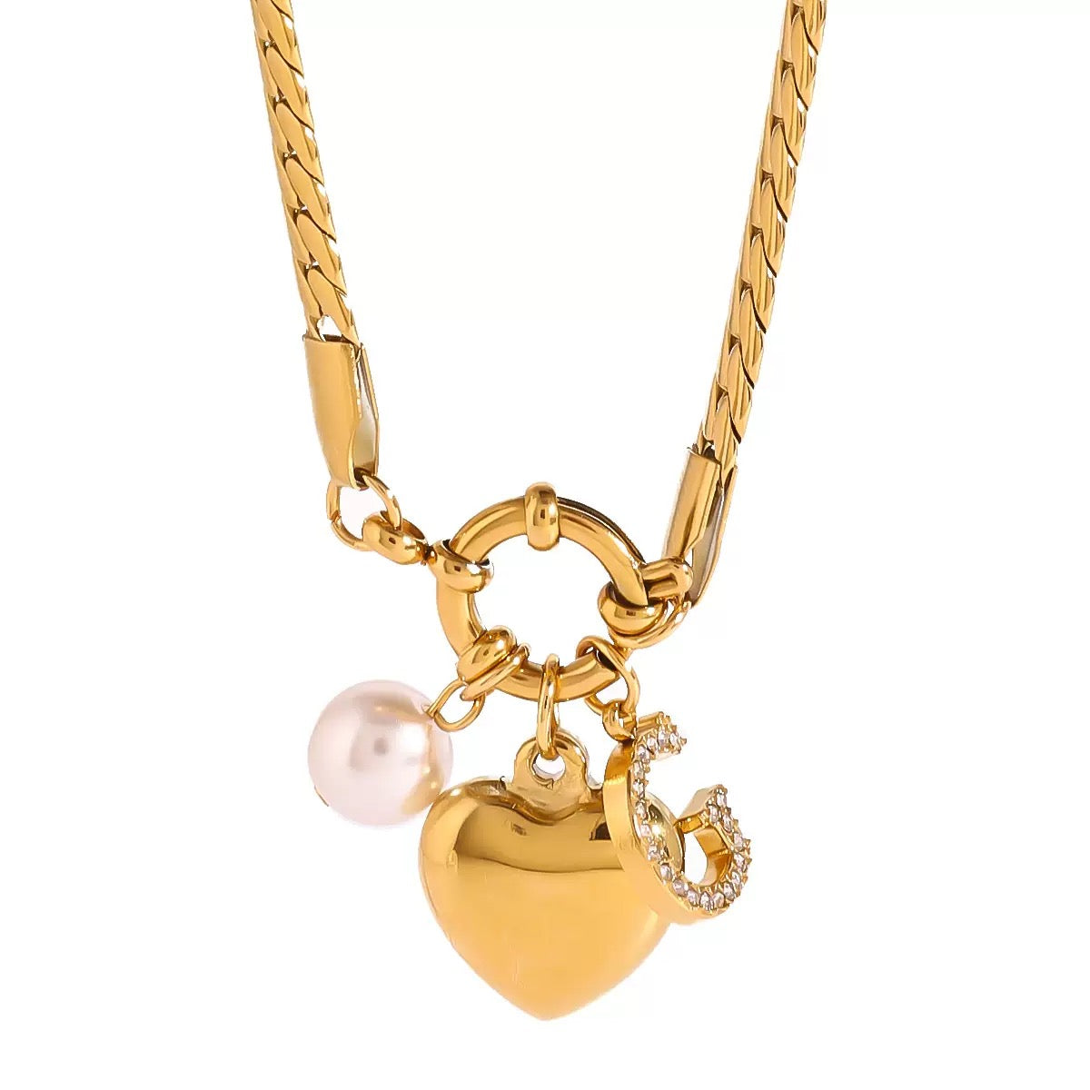 Heart & Pearl Charm Necklace