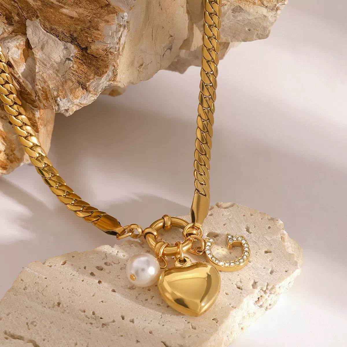 Heart & Pearl Charm Necklace