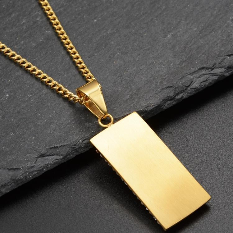 14K Gold Bar Diamond Pendant Necklace