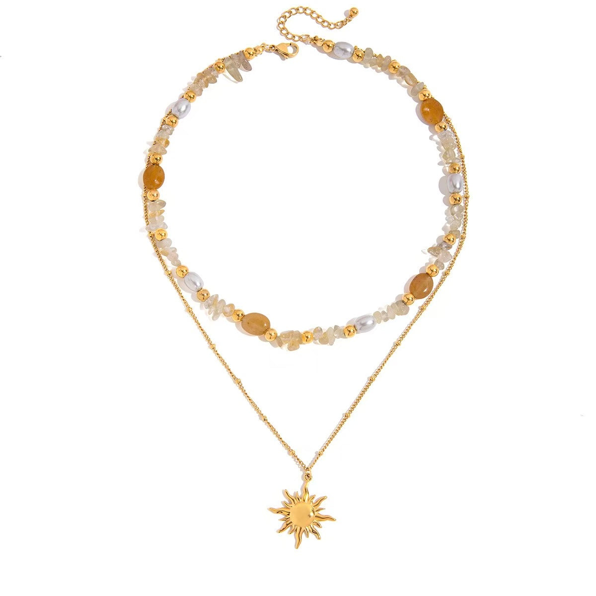 Bohemian Sunburst &Bead Necklace Set