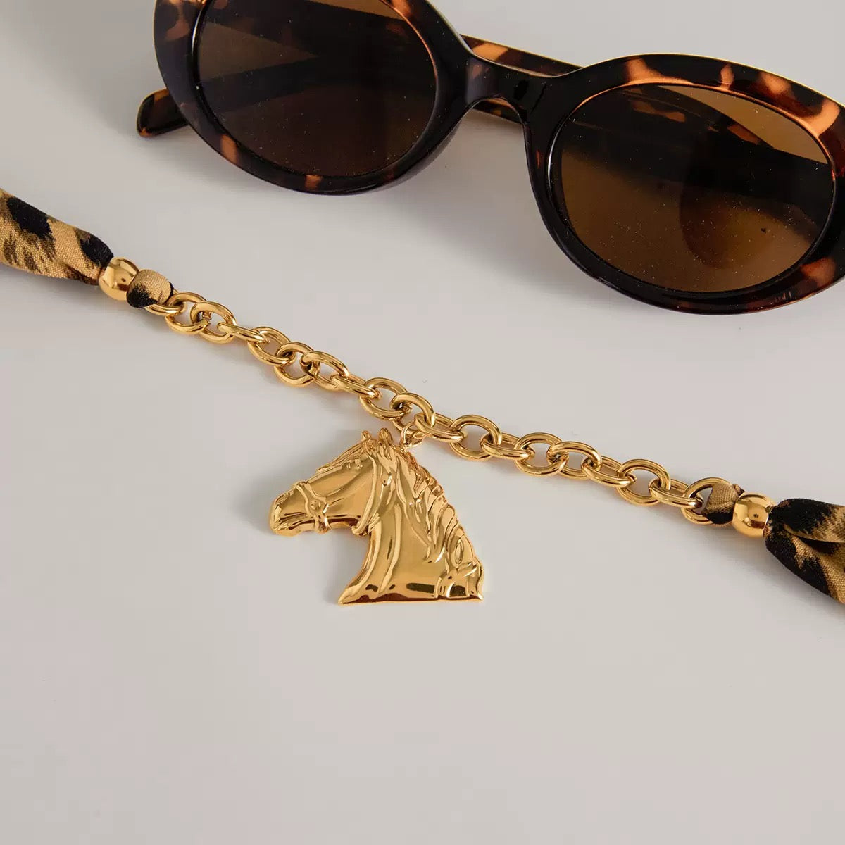 14K Gold Horse Silk Scarf Necklace