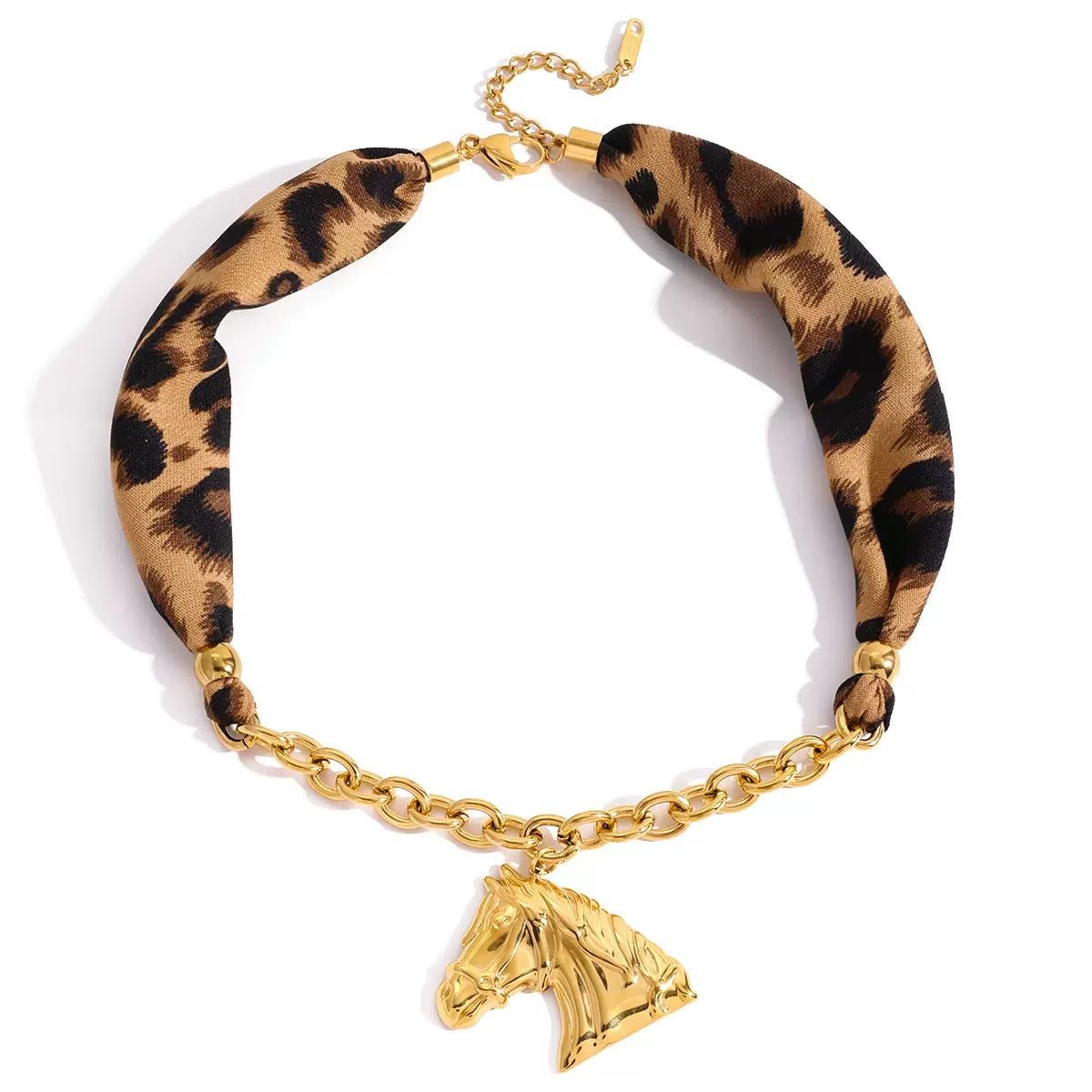 14K Gold Horse Silk Scarf Necklace