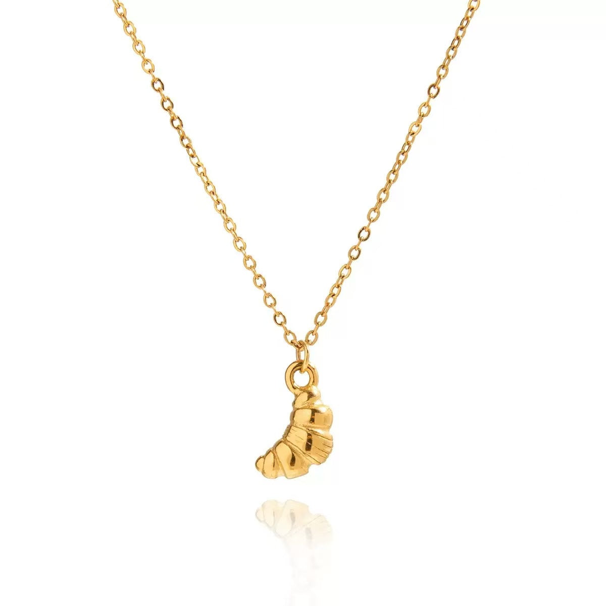 14K Gold Croissant Pendant Necklace