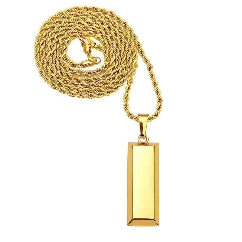14K Gold Bar Pendant Necklace — Bold, Modern & Eye-Catching