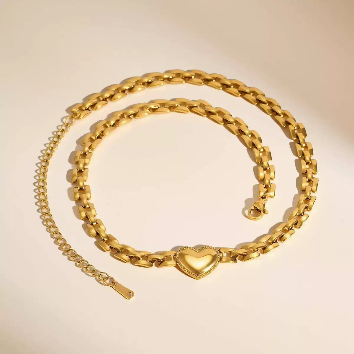 14K Gold RX Chain Heart Necklace