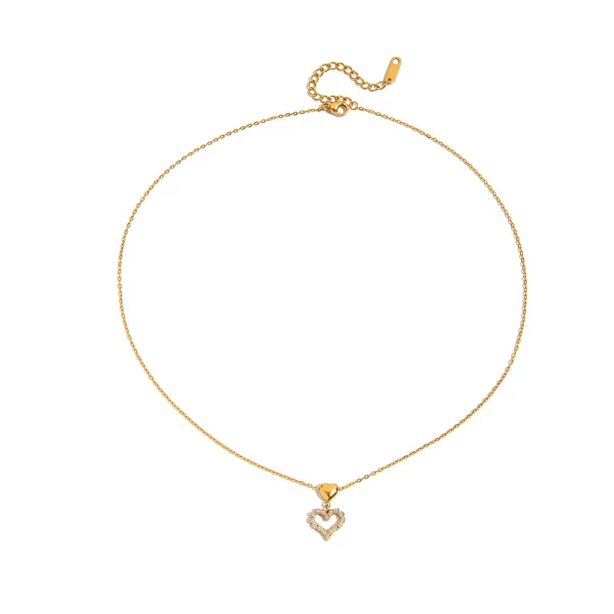 14K Gold Double Heart Necklace#2