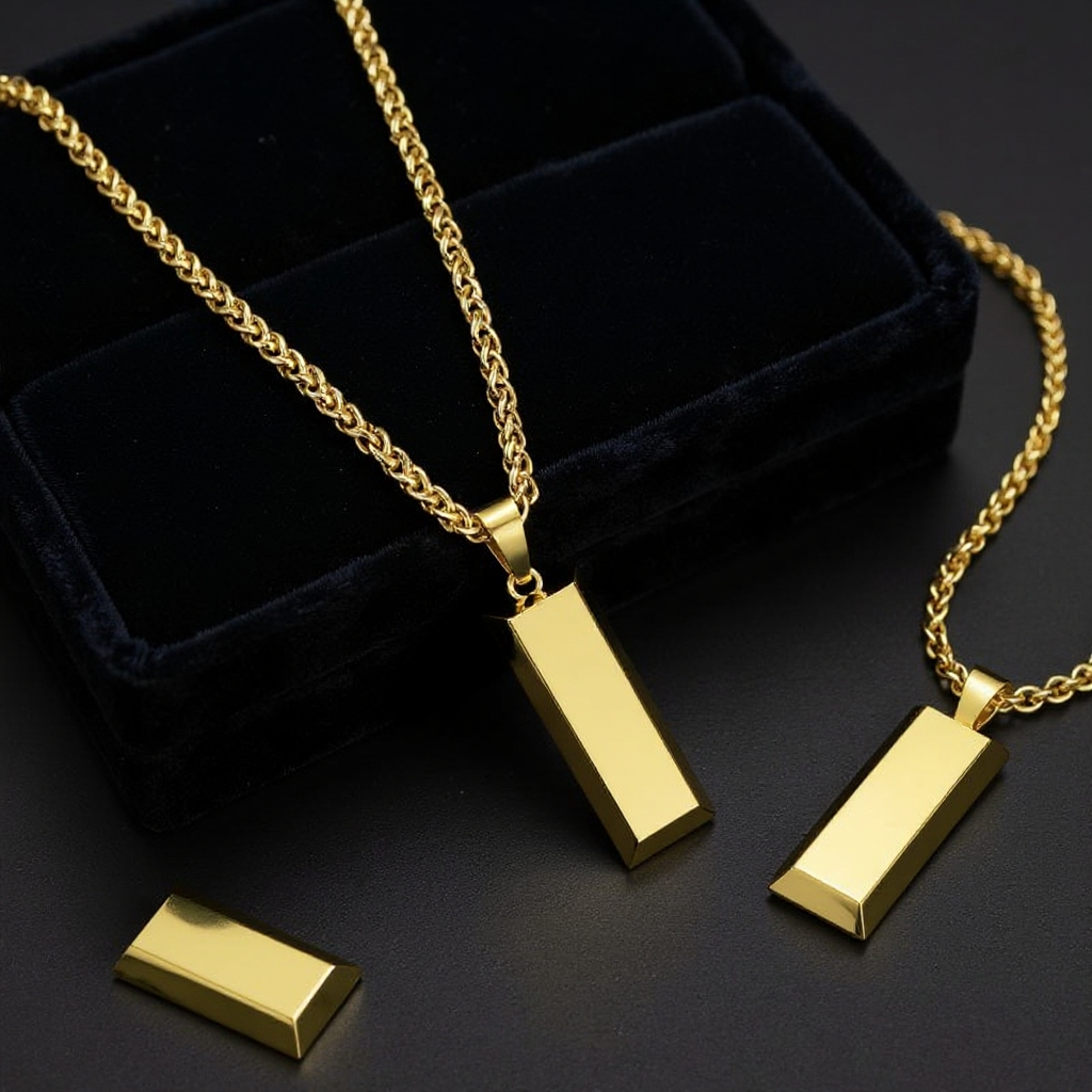 14K Gold Bar Pendant Necklace — Bold, Modern & Eye-Catching