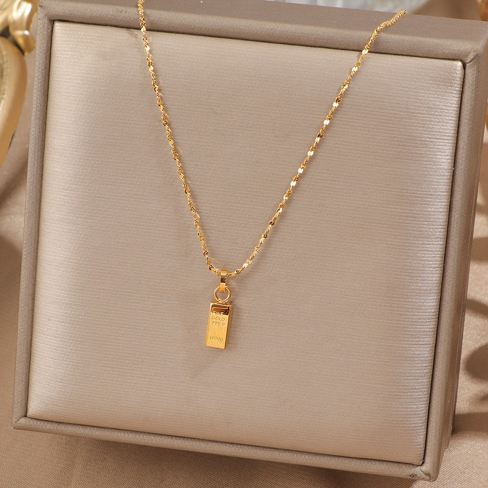 14K Gold Bar Petal Chain Necklace-Mini