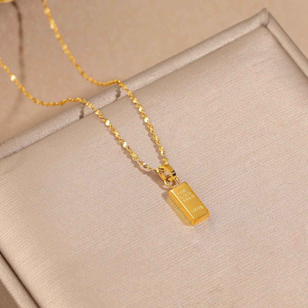 14K Gold Bar Petal Chain Necklace-Mini