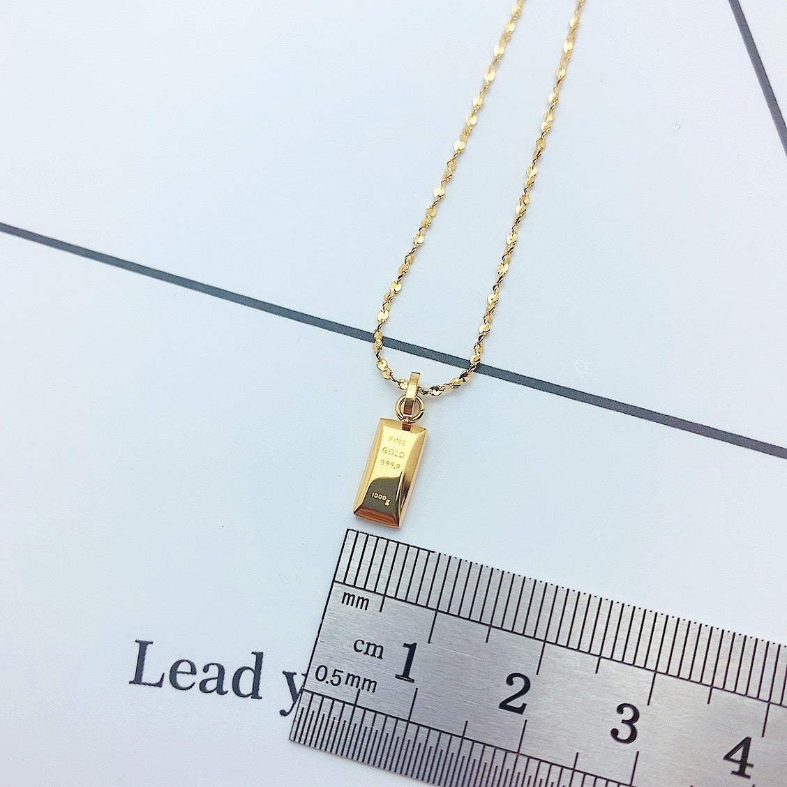 14K Gold Bar Petal Chain Necklace-Mini