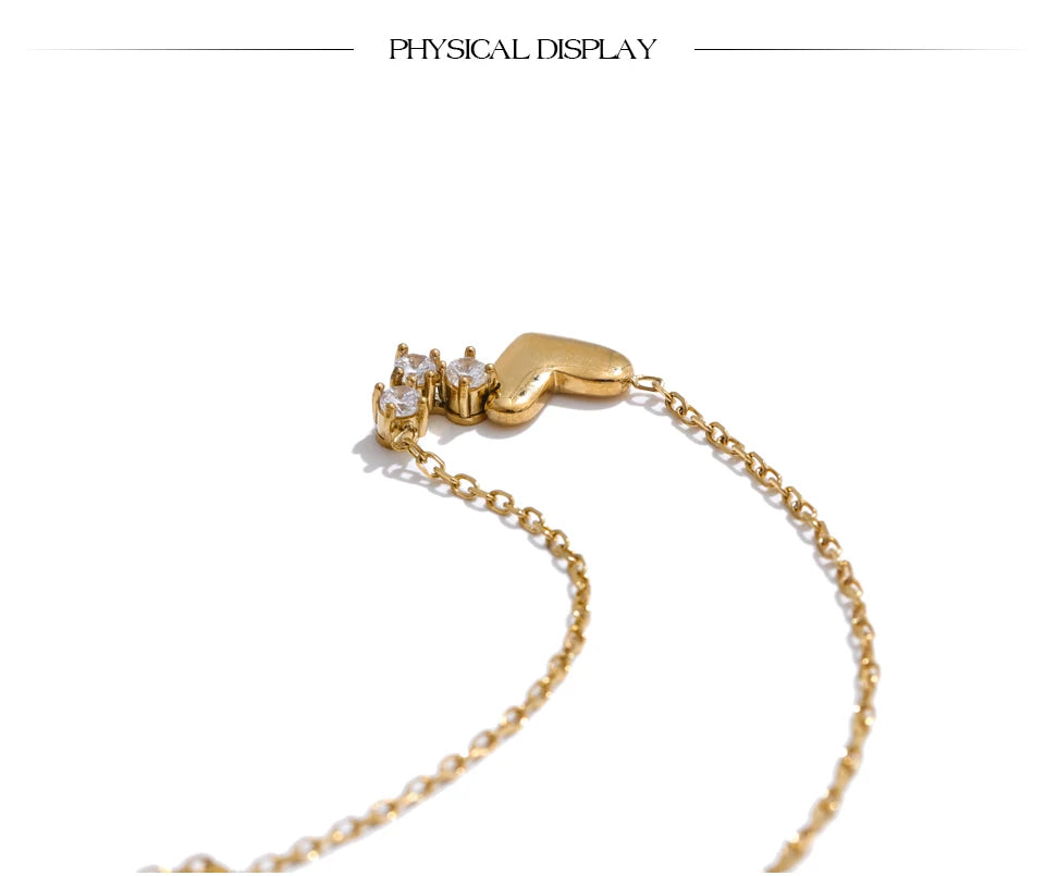 14K Gold CZ Heart Love Necklace