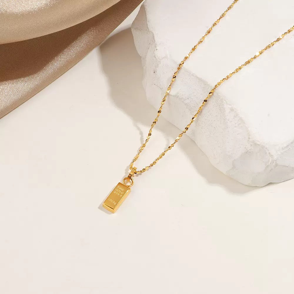 14K Gold Bar Petal Chain Necklace-Mini