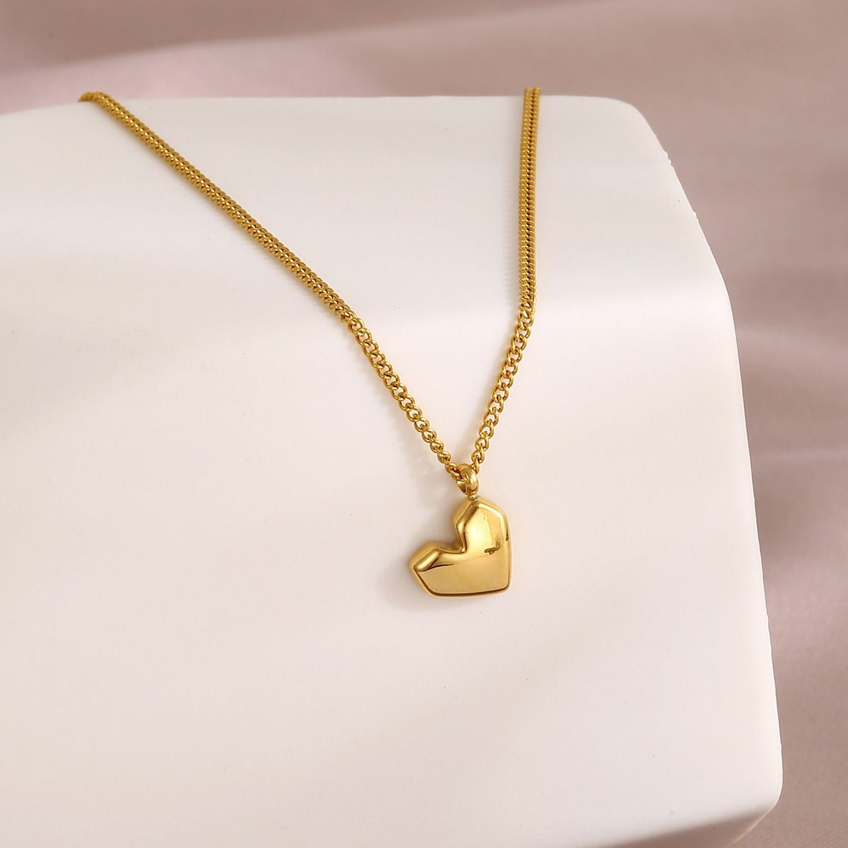 14K Gold Angular Heart Necklace
