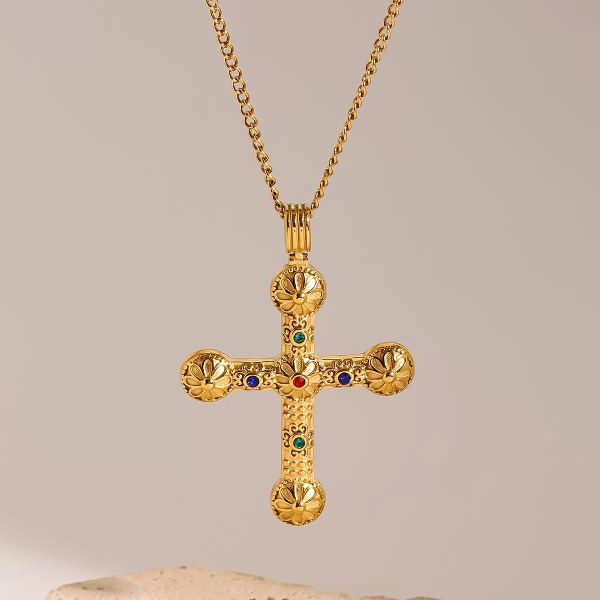 Classic Cross Pendant Necklace-Long 28" Chain
