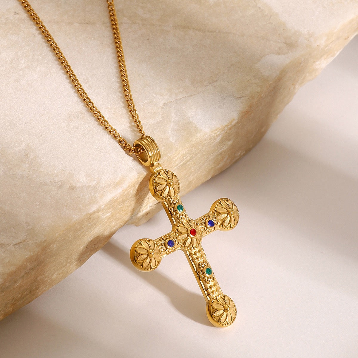 Classic Cross Pendant Necklace-Long 28" Chain