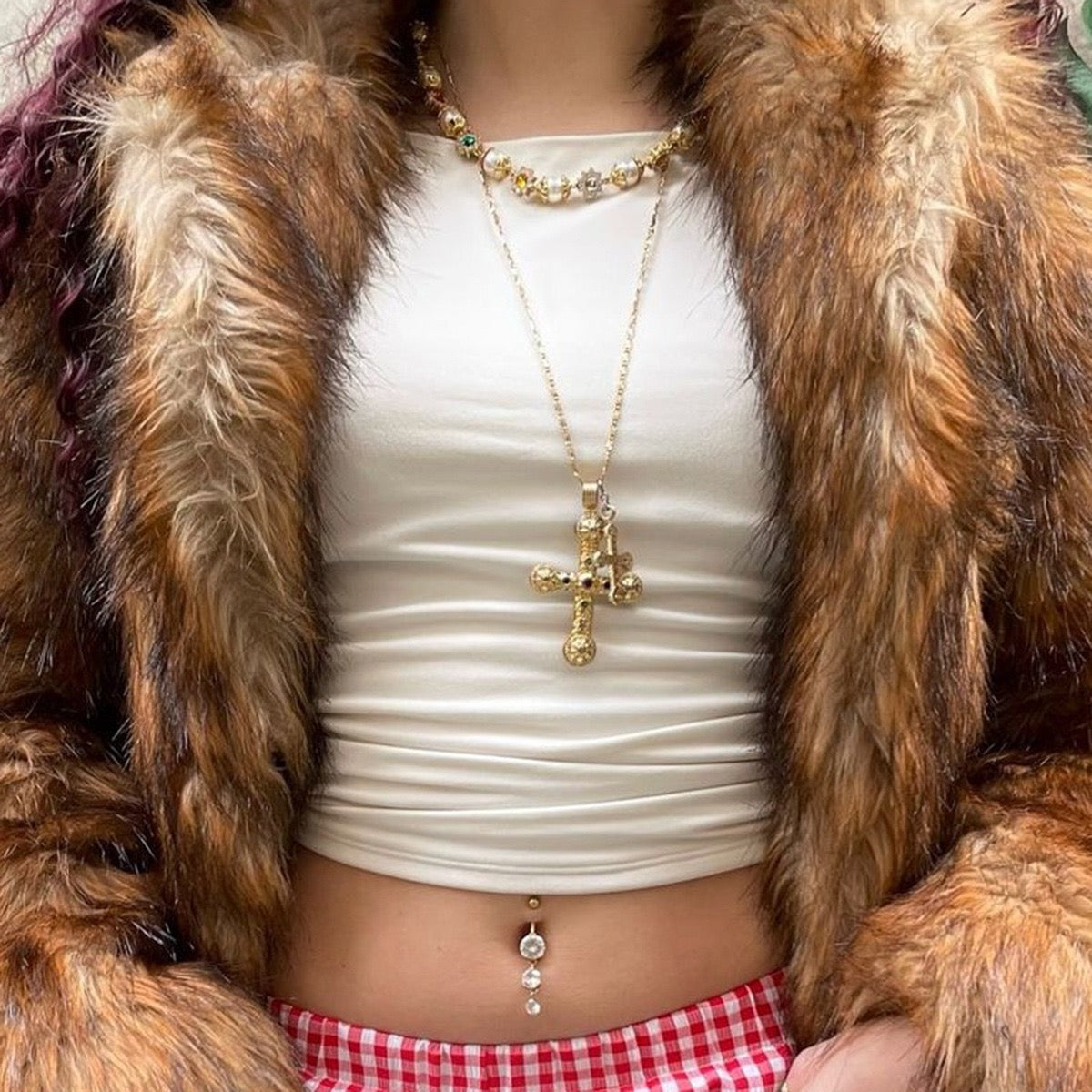 Classic Cross Pendant Necklace-Long 28" Chain