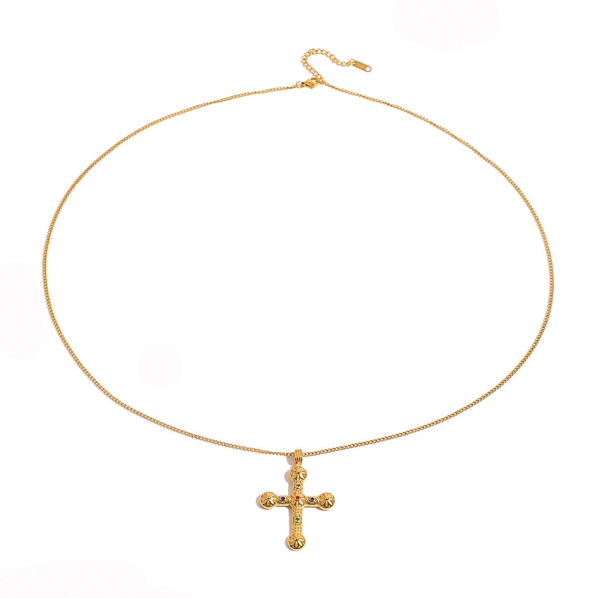 14K Gold Cross Necklace-Long 28" Chain