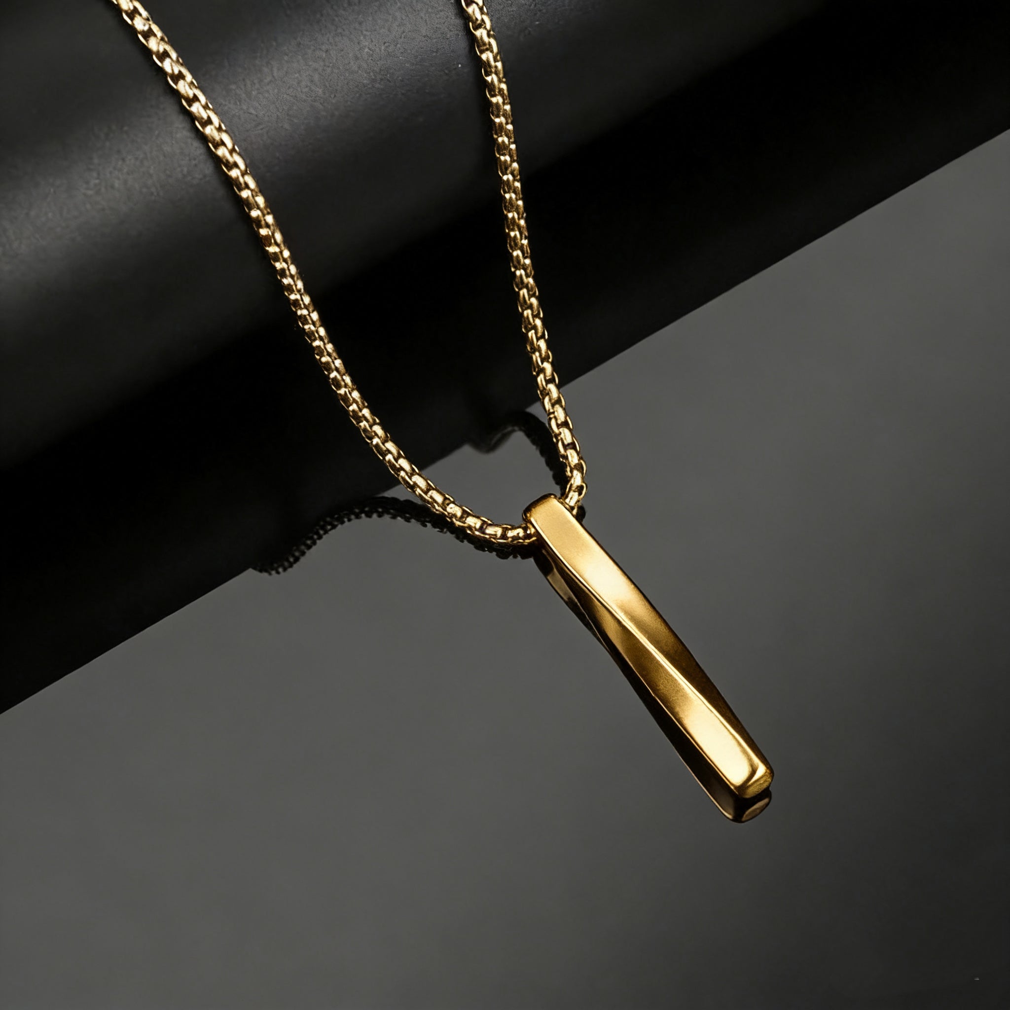 14K Gold Spiral Bar Pendant Necklace--Effortless Everyday Elegance