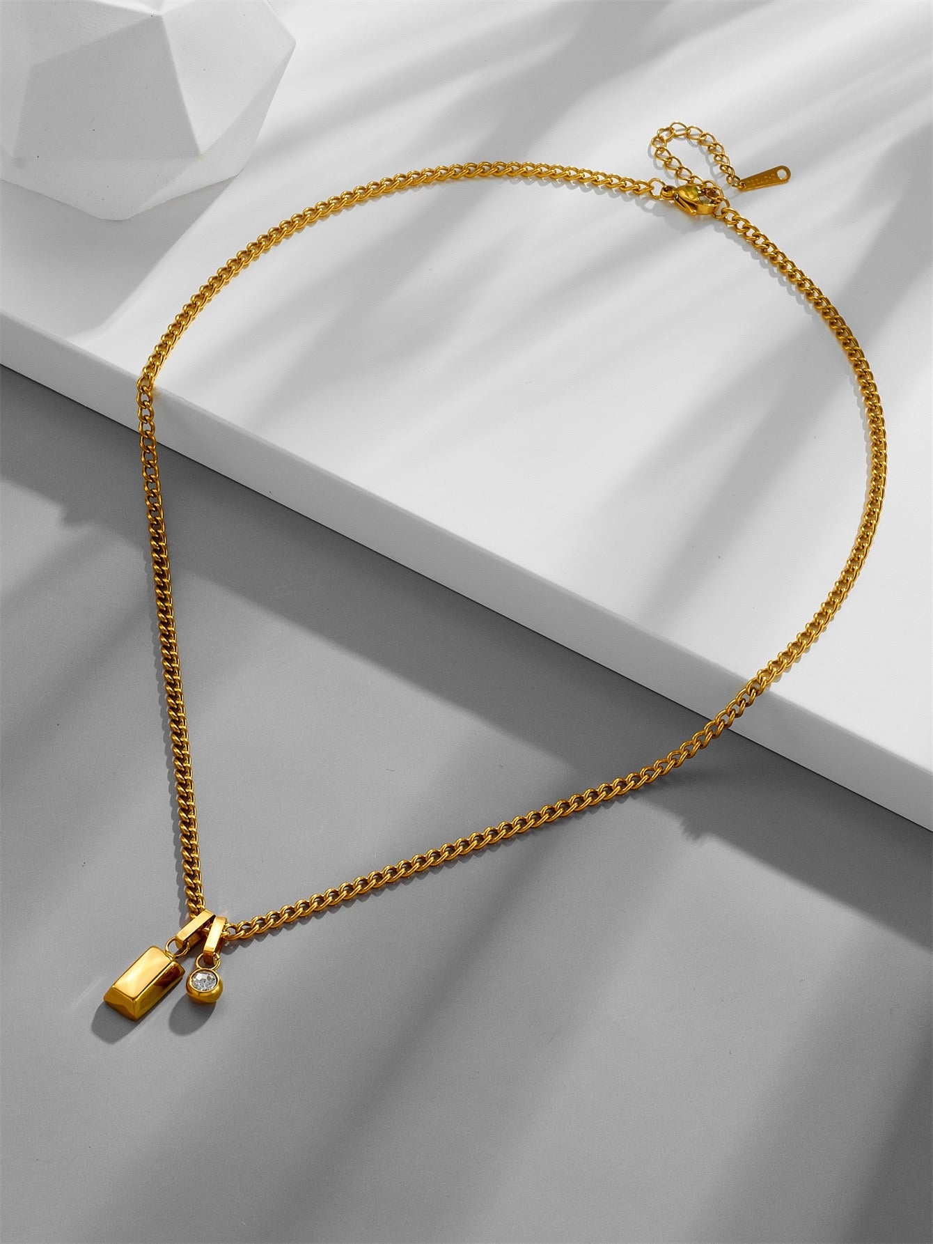 14K Gold Minimal Bar Birthstone Necklace