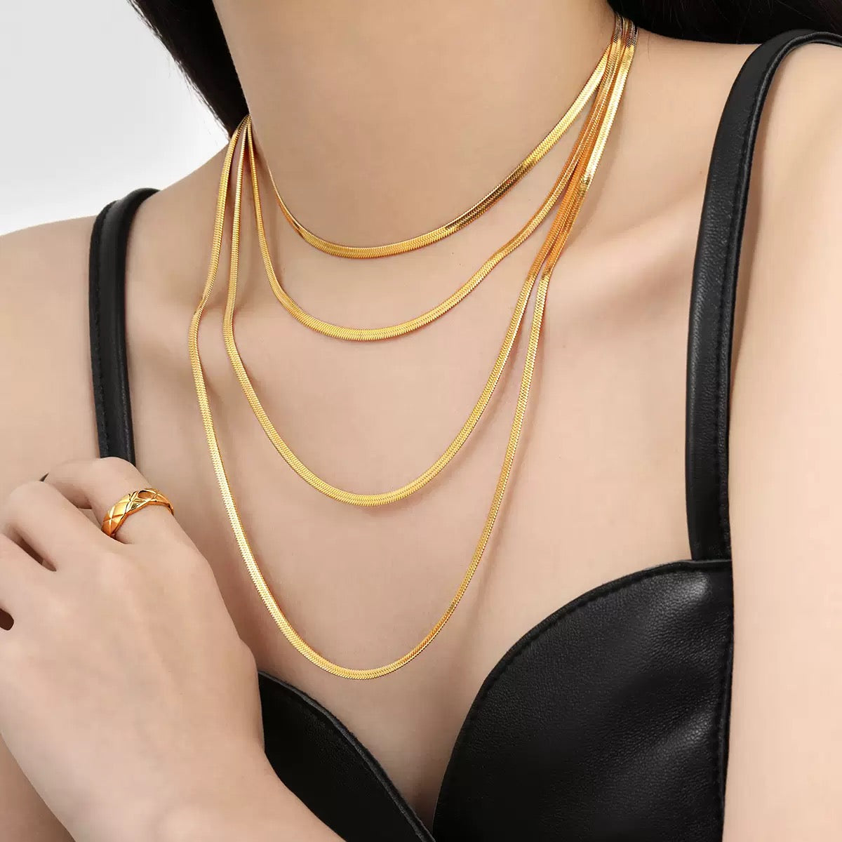 14K Gold Herringbone Necklace