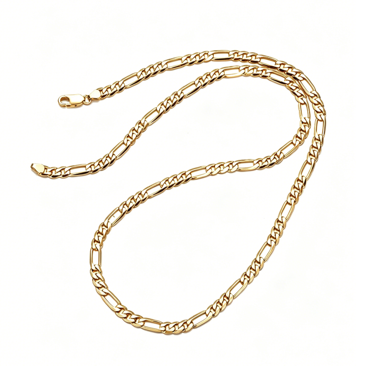 14K Gold Figaro Chain Necklace – Italian Style 2mm–10mm