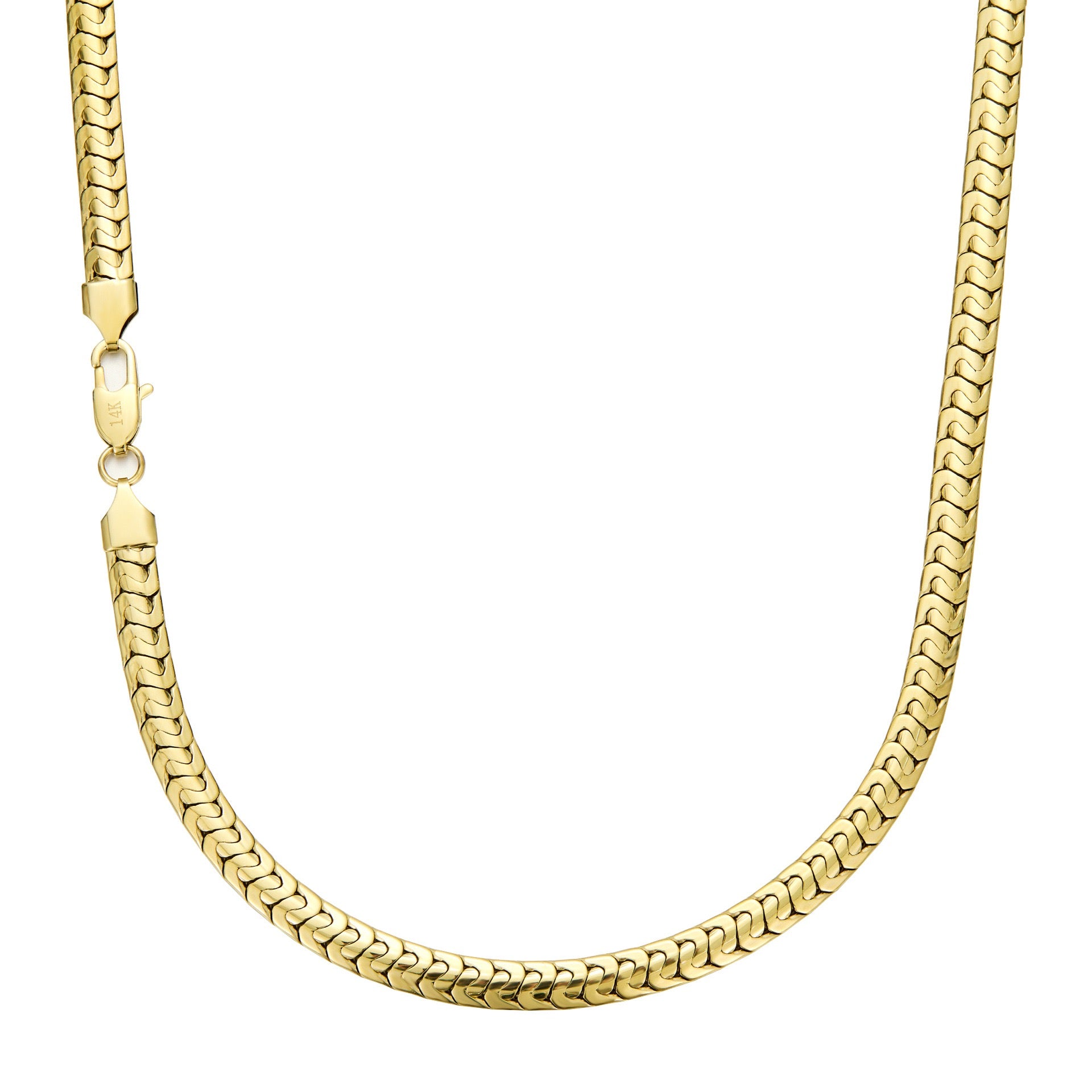 14K Gold 6mm Herringbone Chain Necklace