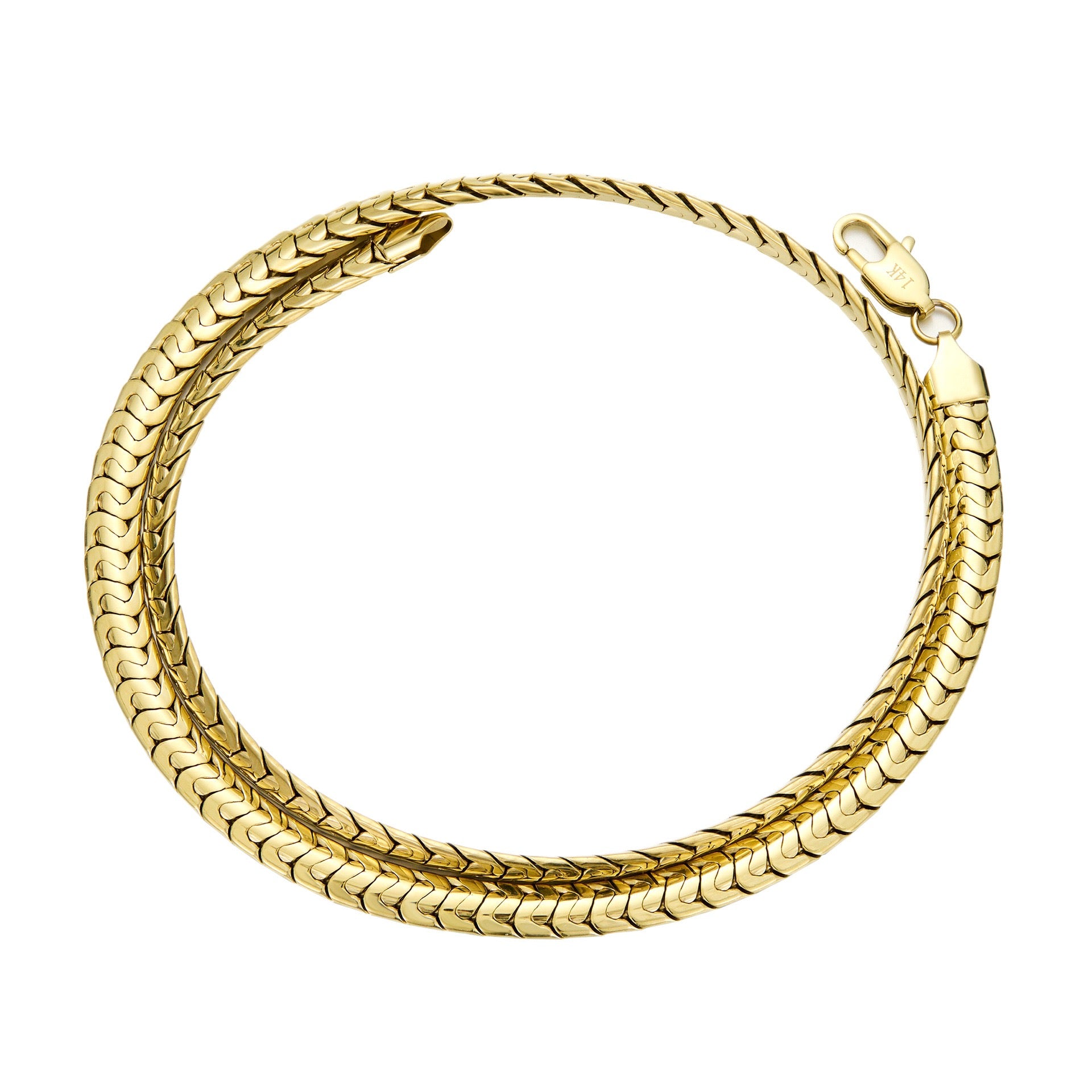 14K Gold 6mm Herringbone Chain Necklace