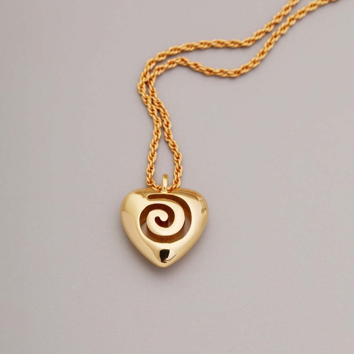 14K Gold Swirl Heart Necklace | Minimalist Heart Pendant