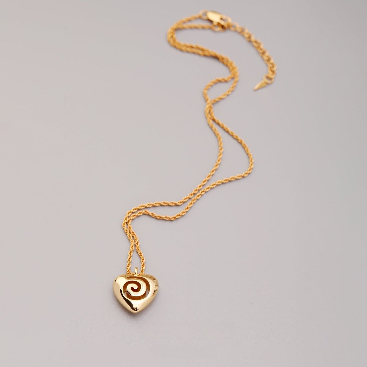 14K Gold Swirl Heart Necklace | Minimalist Heart Pendant