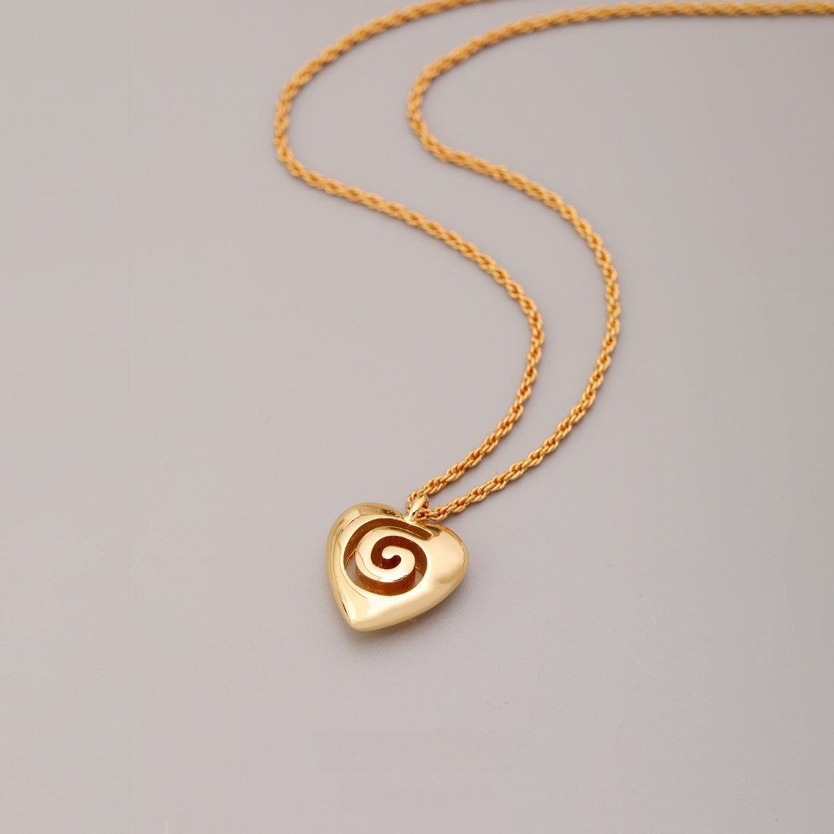 14K Gold Swirl Heart Necklace | Minimalist Heart Pendant