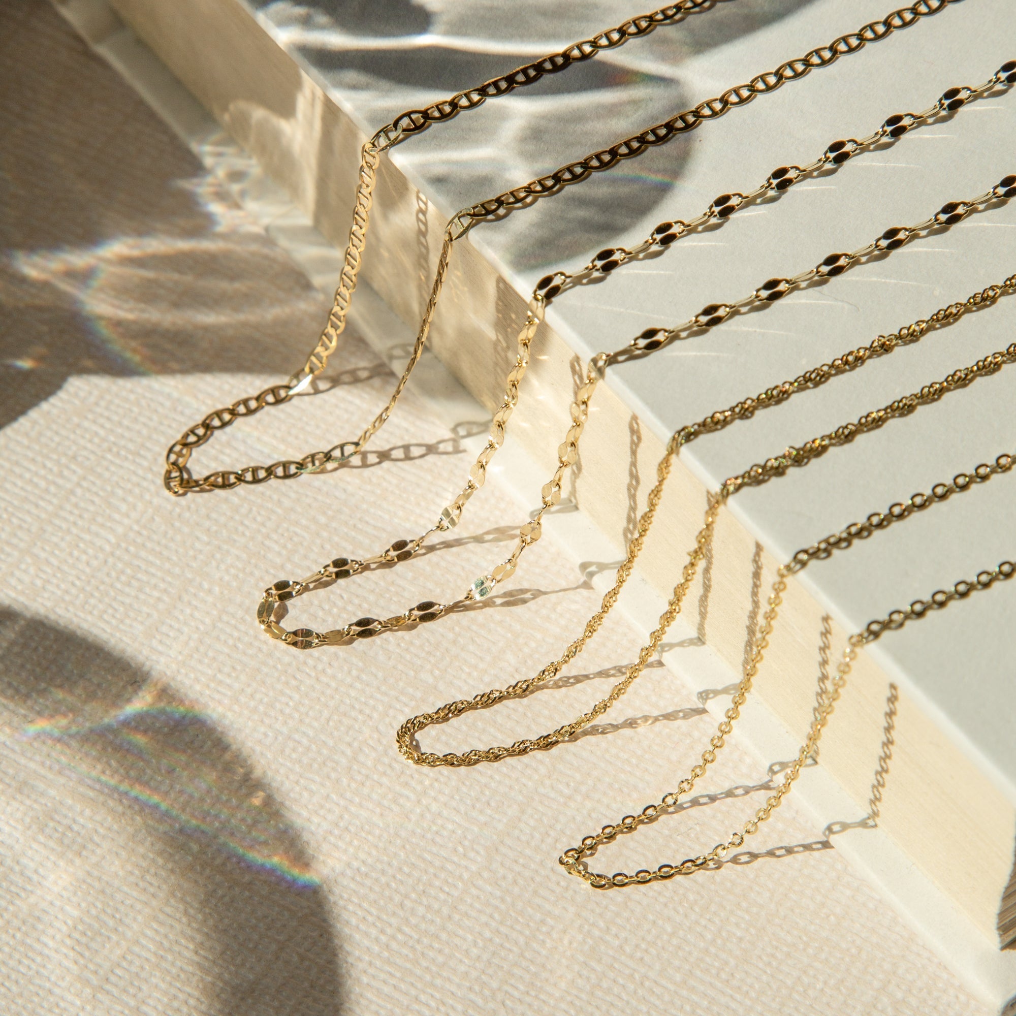 Dainty Mariner Chain Necklace - 14k Solid Gold