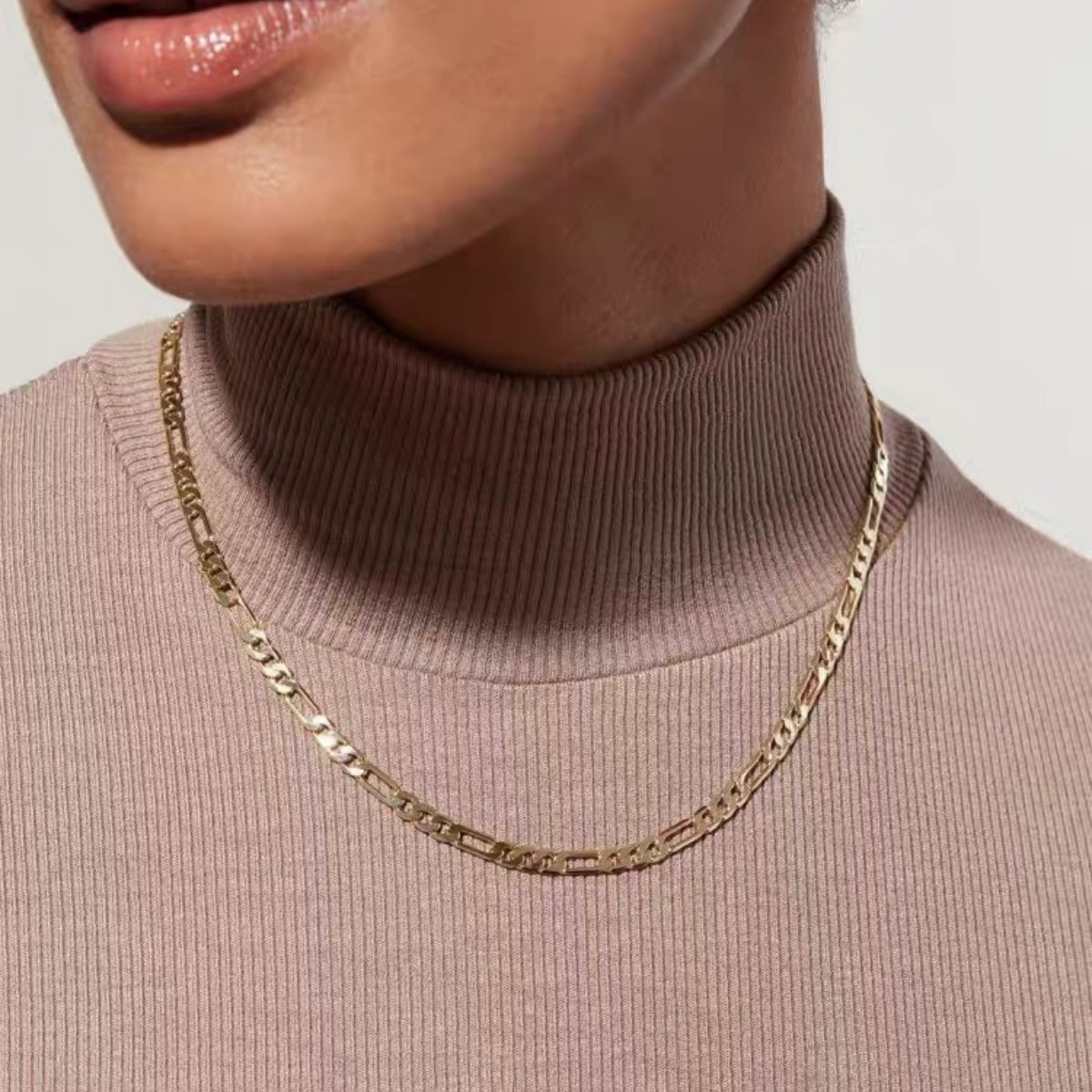 14K Gold Figaro Chain Necklace – Italian Style 2mm–10mm