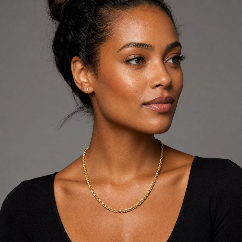14K Gold Rope Chain Necklace- 4mm