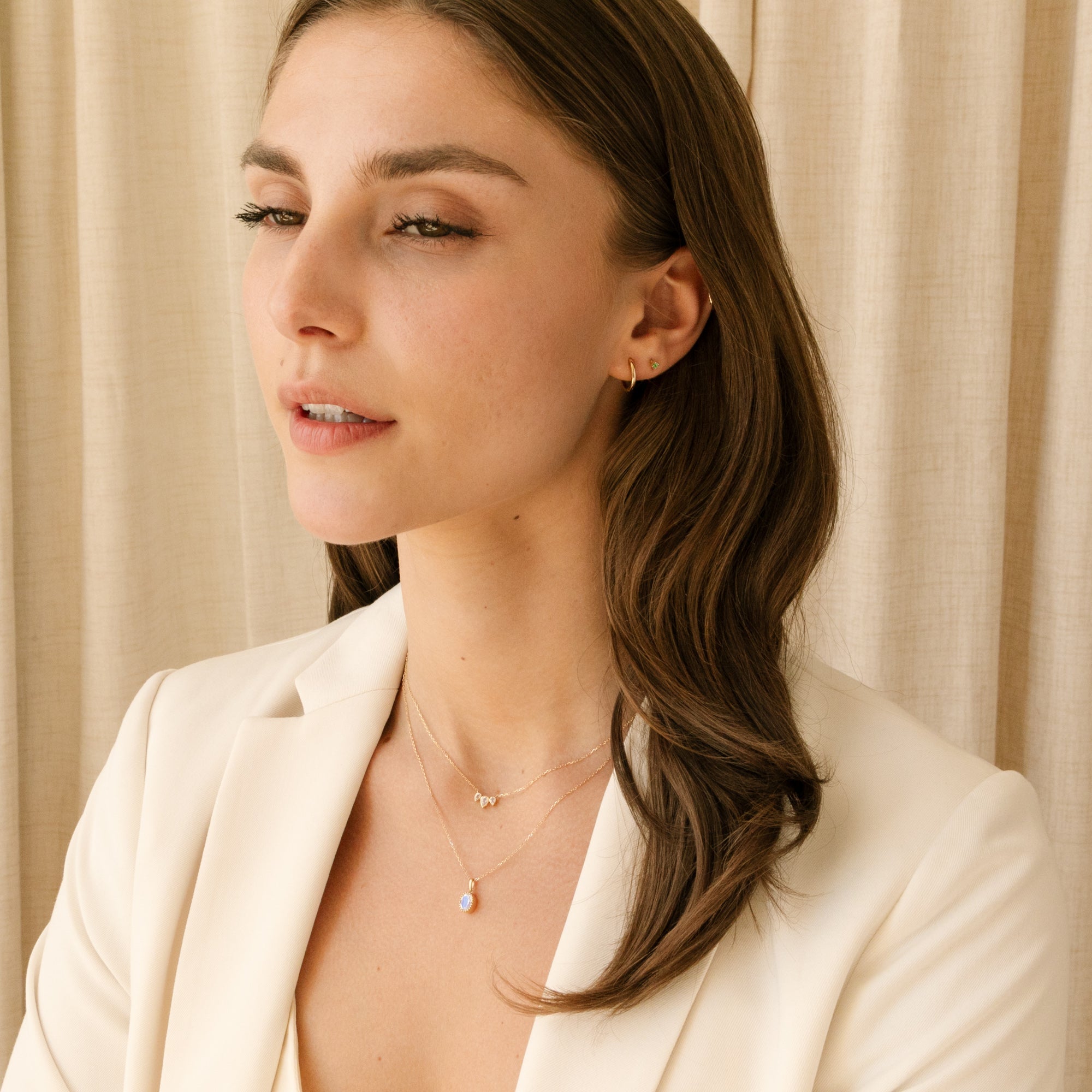 Triple Teardrop Moonstone Necklace