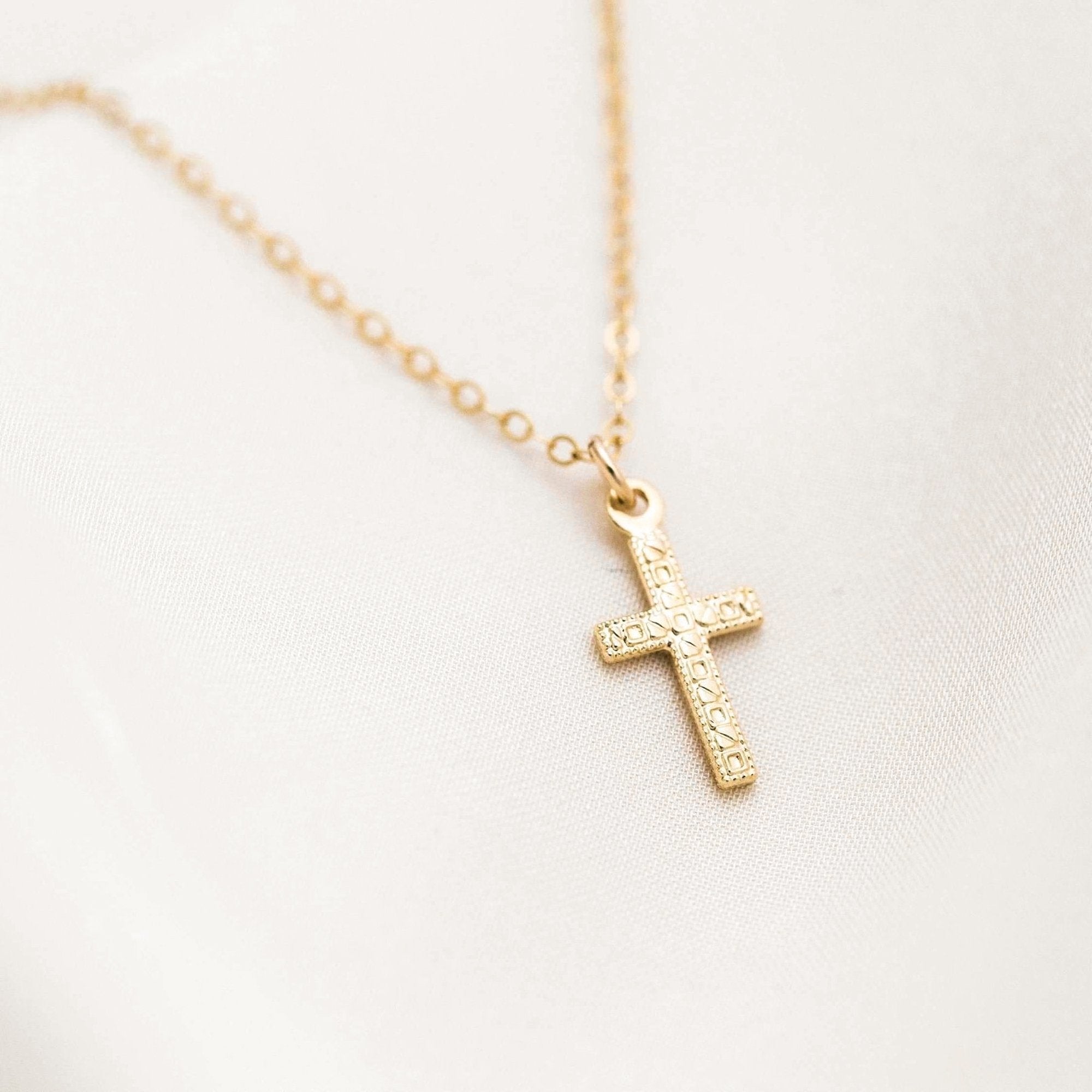14K Gold Tiny Cross Necklace