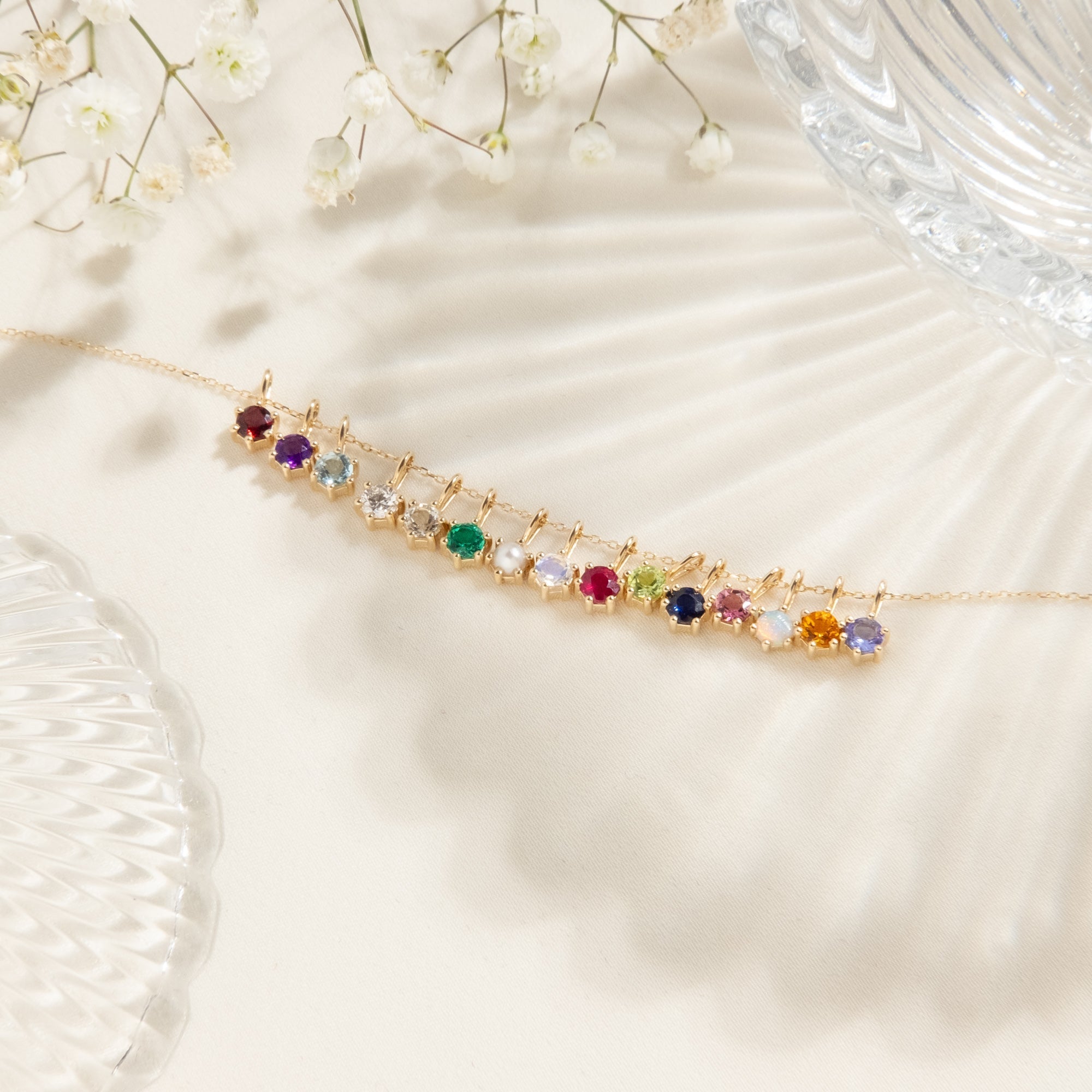 14k Birthstone Charm Necklace