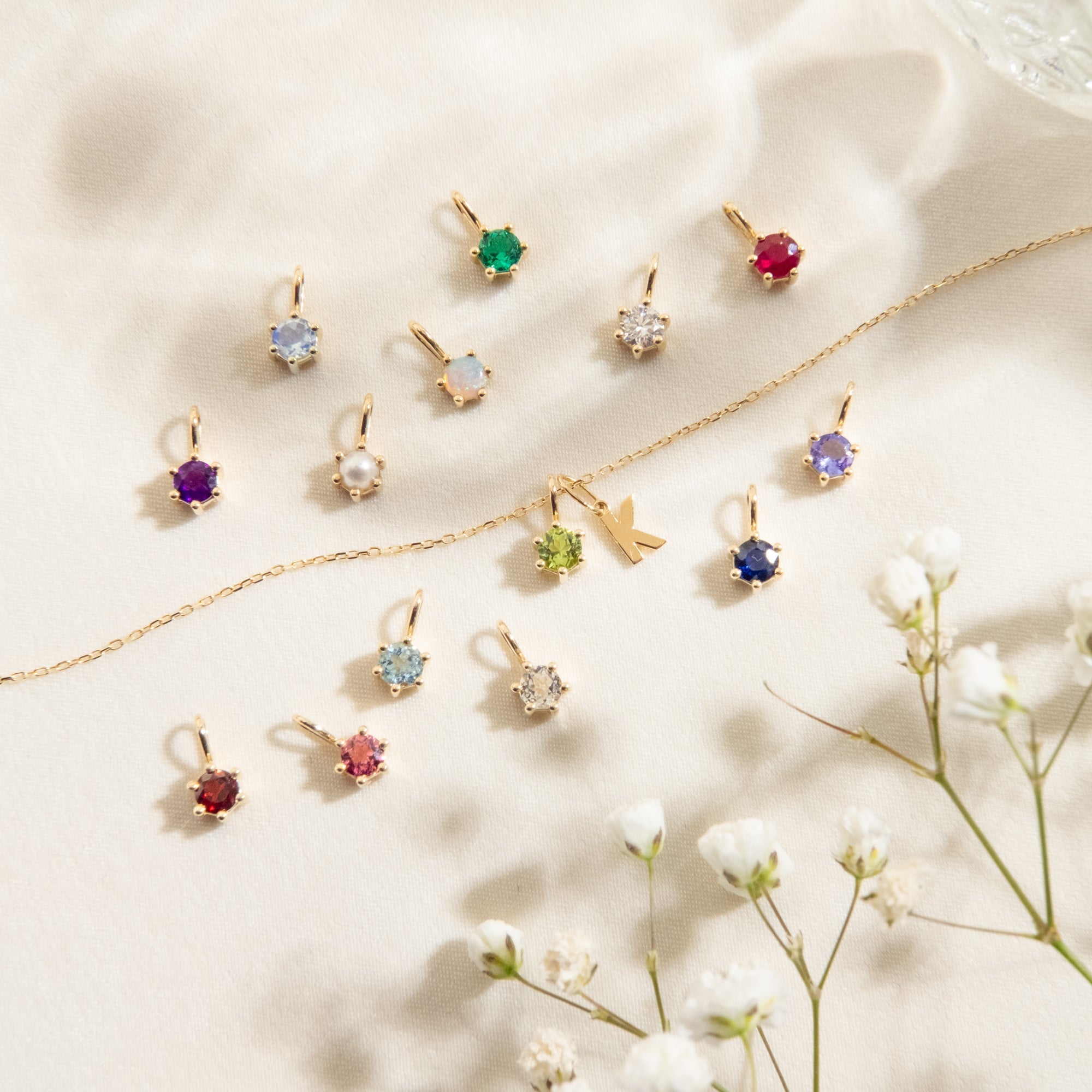 14k Birthstone Charm Necklace