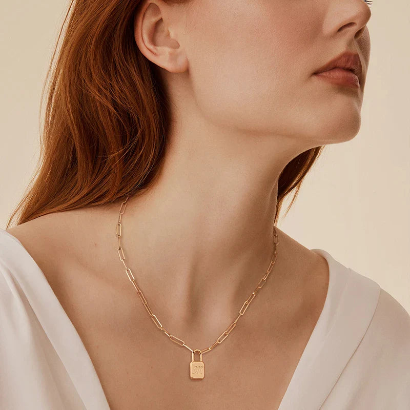 Letter Lock Pendant Necklace