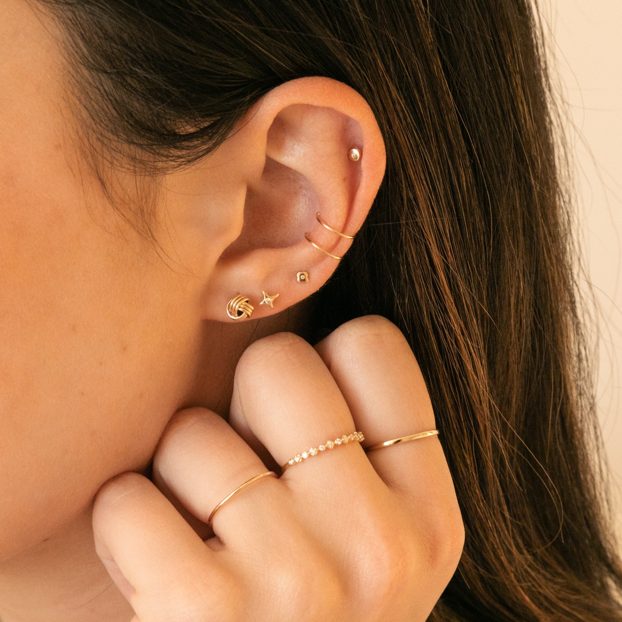 Dainty Double Ear Cuff - 14k Solid Gold