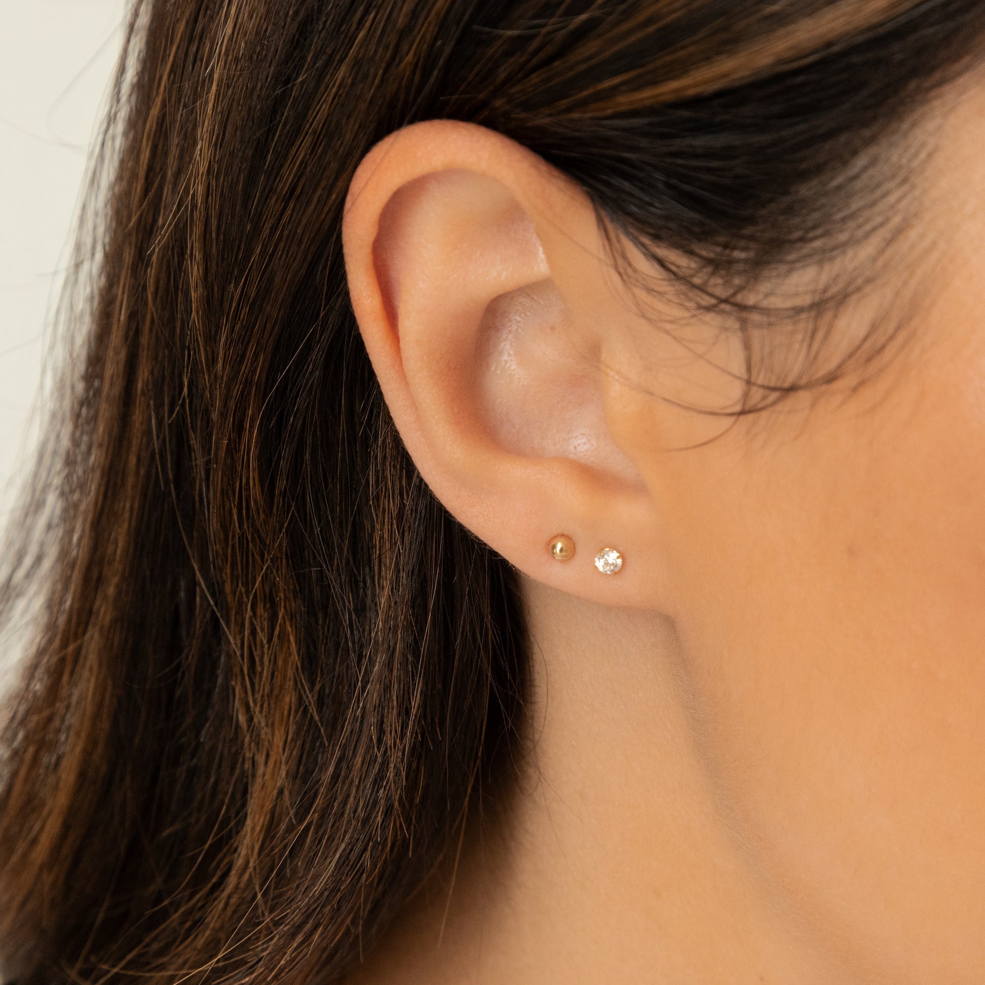 Dainty Stud Earrings Set - 14k