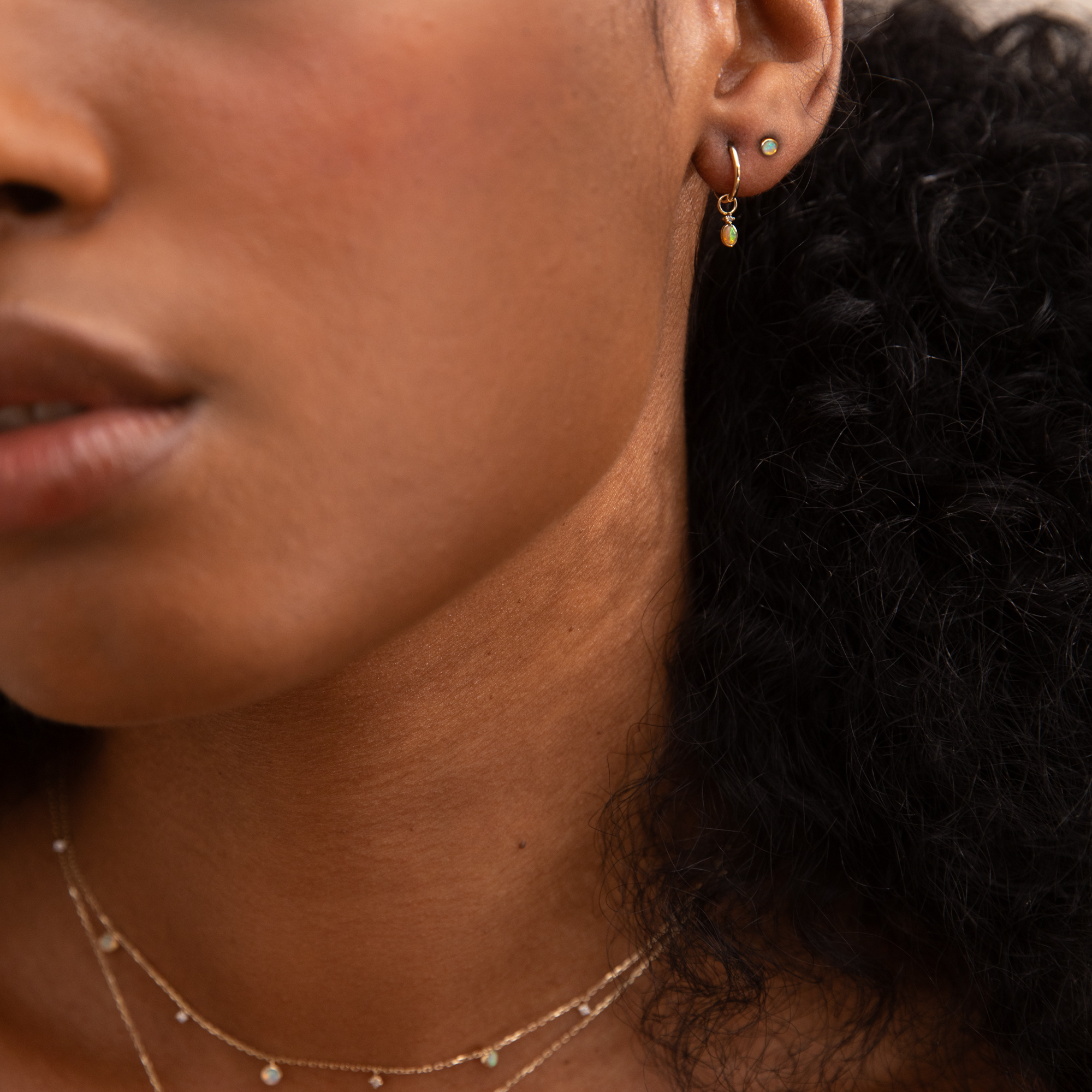 Dainty Opal Flat Back Stud Earring